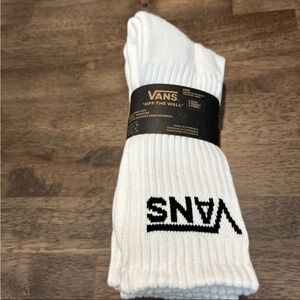 Vans White Crew Socks- 3 Pack- Shoe Size 9.5-13- NWT